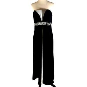 Jovani Strapless Rhinestones Embellished Evening Gown Black/White Size 14